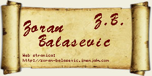 Zoran Balašević vizit kartica